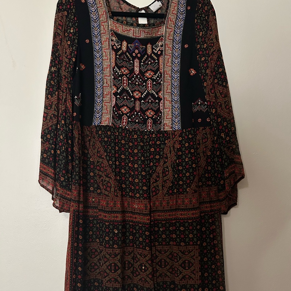 Bohemian akemi and kin beaded embroidered sheer dress with sleeves l